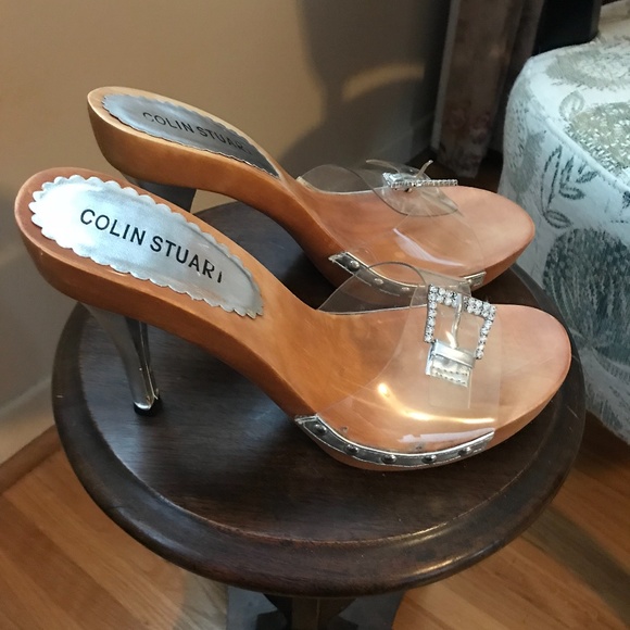 Clear Sandal Heels with crystal buckle - size 8.5 - Picture 4 of 12